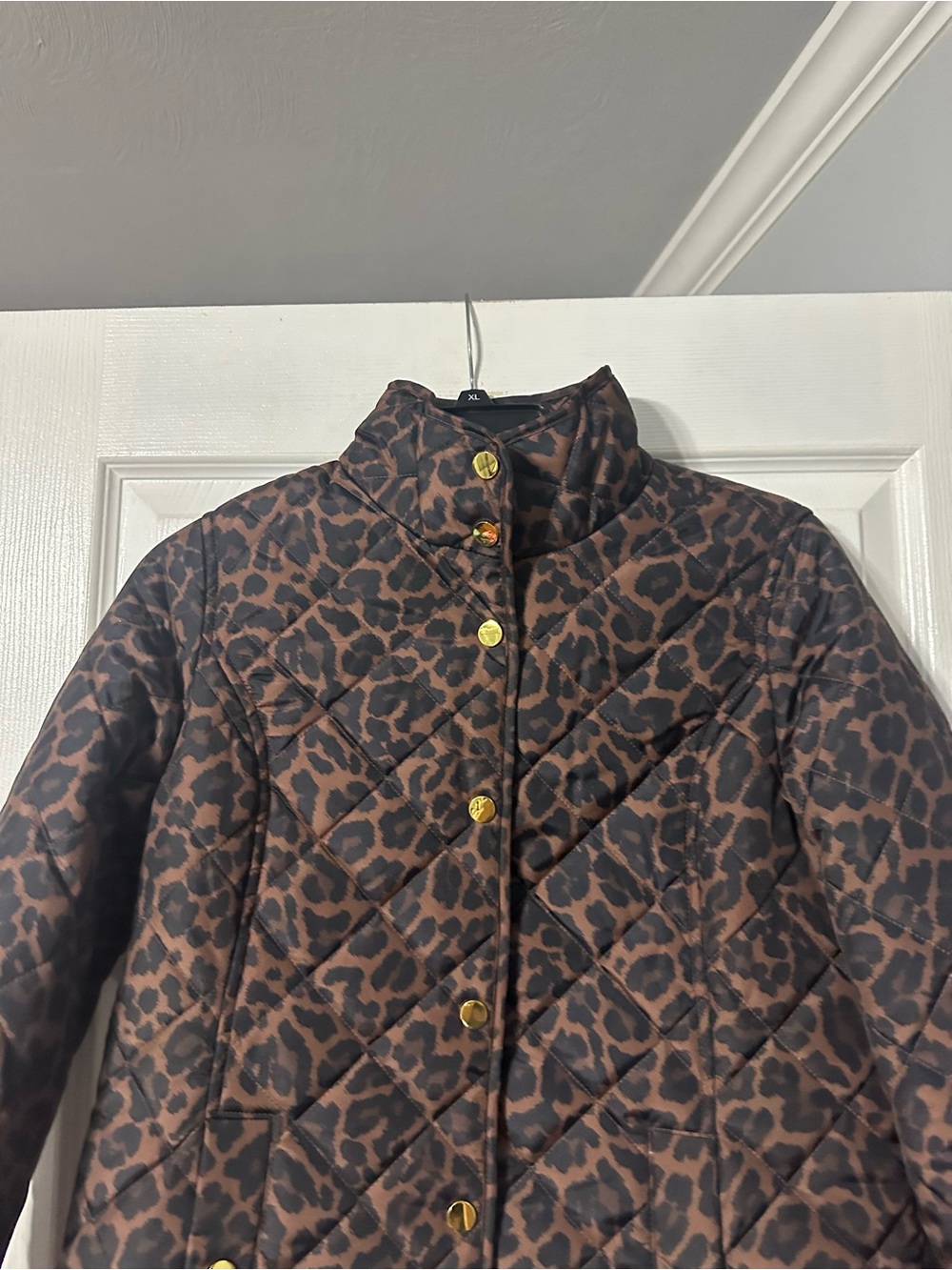 NWT St. John's Bay Brown and Black Leopard Quilted Puffer Jacket - Picture 2 of 16